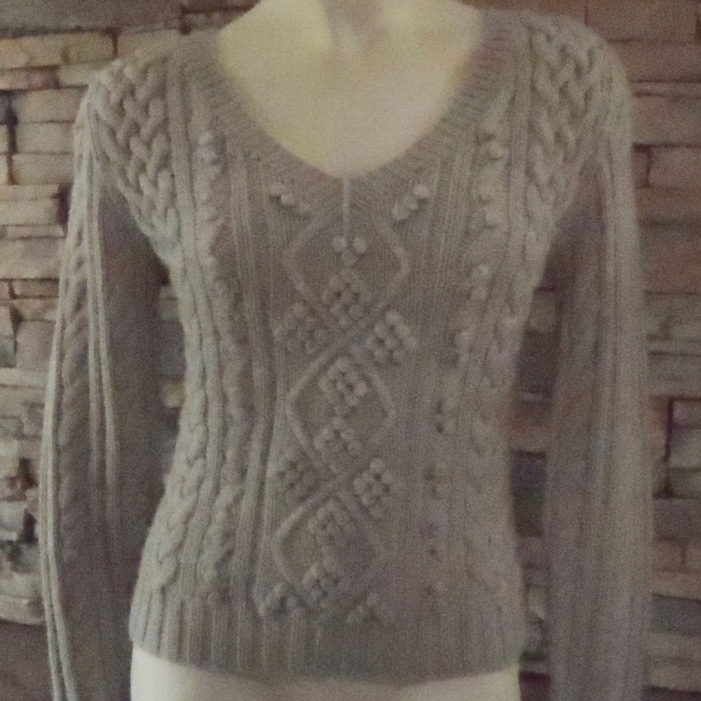 Express Hand Knit Khaki Beige Sweater size: S